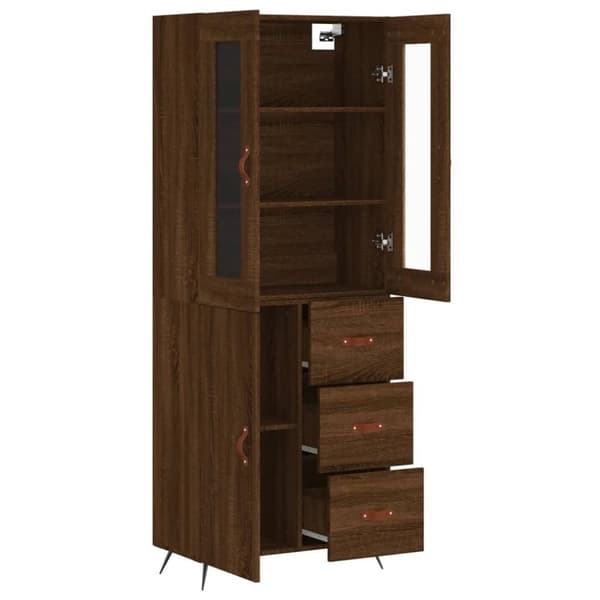 vidaXL Highboard brun eik 69,5x34x180 cm konstruert tre