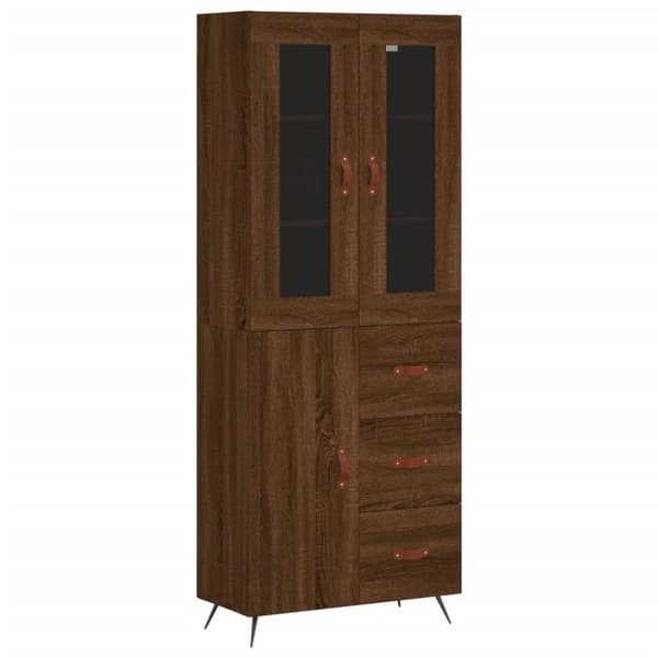 vidaXL Highboard brun eik 69,5x34x180 cm konstruert tre