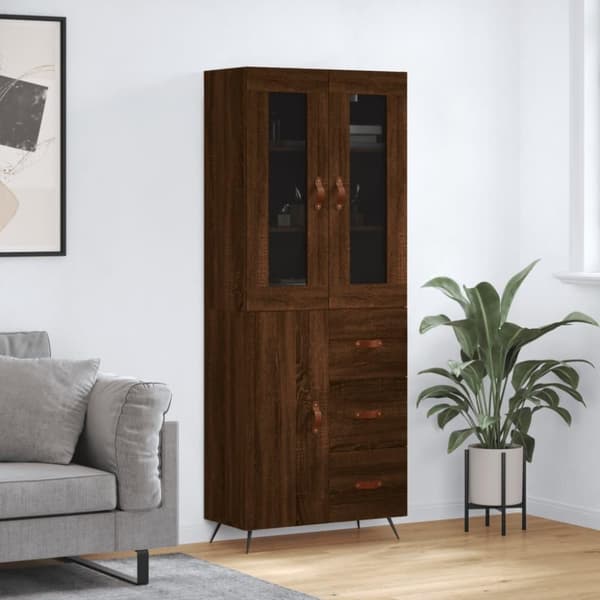 vidaXL højskab 69,5x34x180 cm konstrueret træ brun egetræsfarve