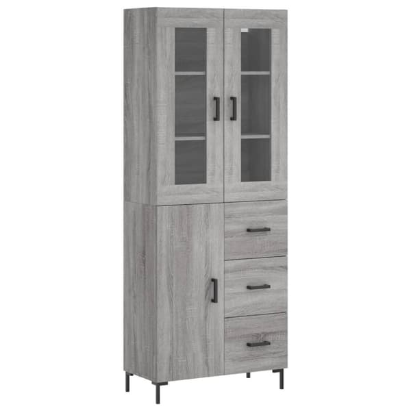 vidaXL højskab 69,5x34x180 cm konstrueret træ grå sonoma-eg