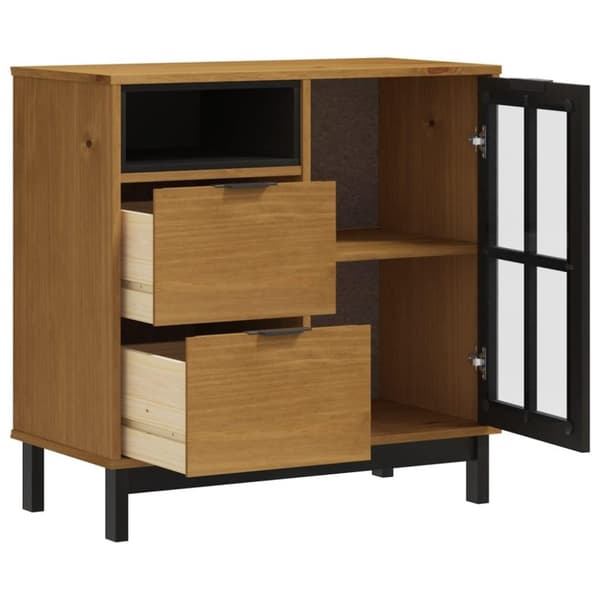 vidaXL Senkki lasiovella FLAM 80x40x80 cm täysi mänty