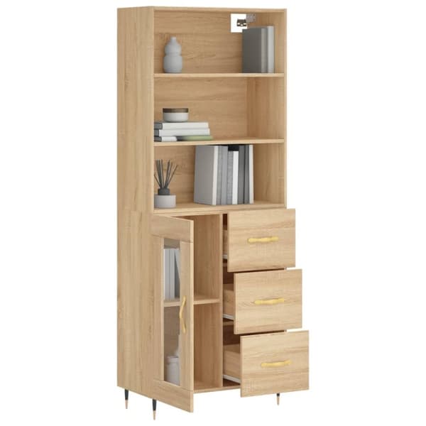 vidaXL højskab 69,5x34x180 cm konstrueret træ sonoma-eg