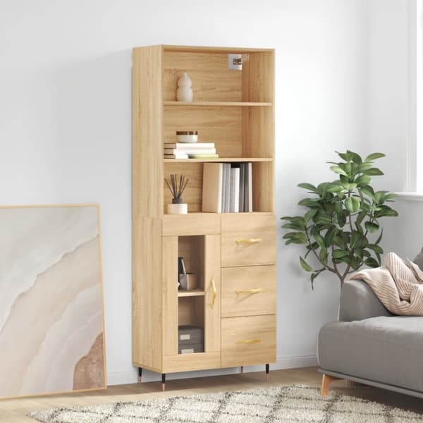 vidaXL højskab 69,5x34x180 cm konstrueret træ sonoma-eg