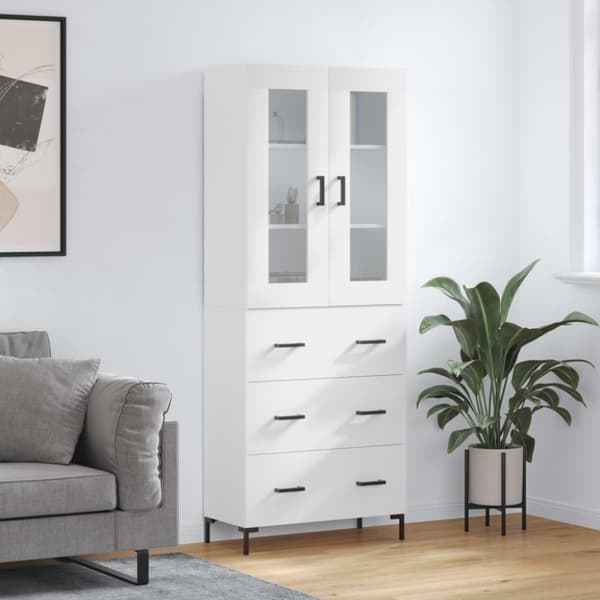 vidaXL højskab 69,5x34x180 cm konstrueret træ hvid