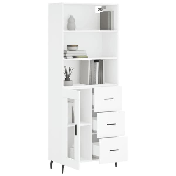 vidaXL Högskåp vit 69,5x34x180 cm konstruerat trä