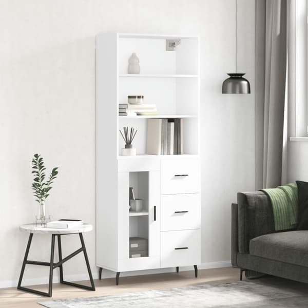 vidaXL højskab 69,5x34x180 cm konstrueret træ hvid