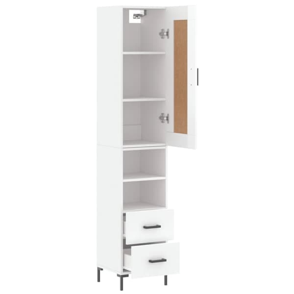 vidaXL Highboard høyglans hvit 34,5x34x180 cm konstruert tre