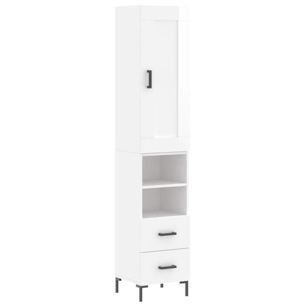 vidaXL Highboard høyglans hvit 34,5x34x180 cm konstruert tre
