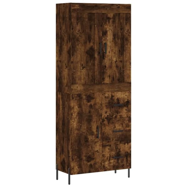 vidaXL højskab 69,5x34x180 cm konstrueret træ røget egetræsfarve