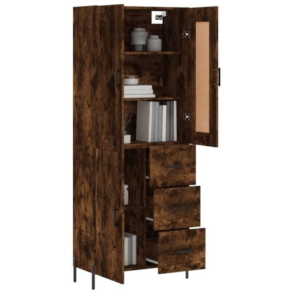vidaXL Highboard røkt eik 69,5x34x180 cm konstruert tre