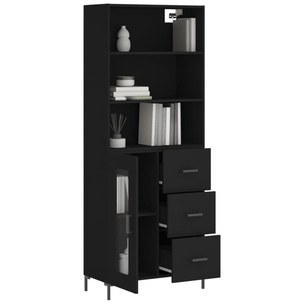 vidaXL Highboard svart 69,5x34x180 cm konstruert tre