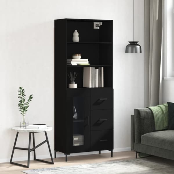 vidaXL Highboard svart 69,5x34x180 cm konstruert tre