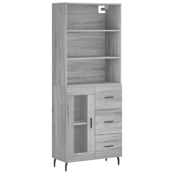 vidaXL højskab 69,5x34x180 cm konstrueret træ grå sonoma-eg