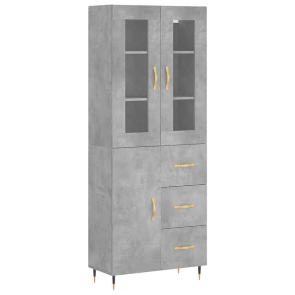 vidaXL Highboard betonggrå 69,5x34x180 cm konstruert tre
