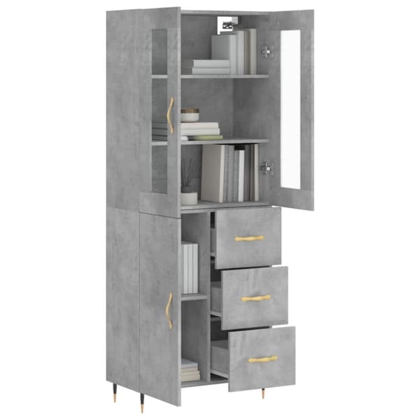 vidaXL Kaappi betoninharmaa 69,5x34x180 cm tekninen puu