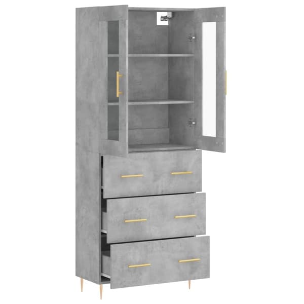 vidaXL Highboard betonggrå 69,5x34x180 cm konstruert tre