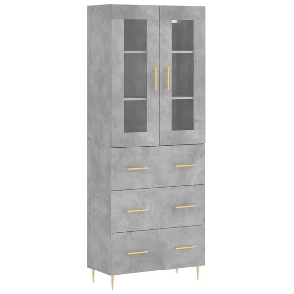 vidaXL Highboard betonggrå 69,5x34x180 cm konstruert tre