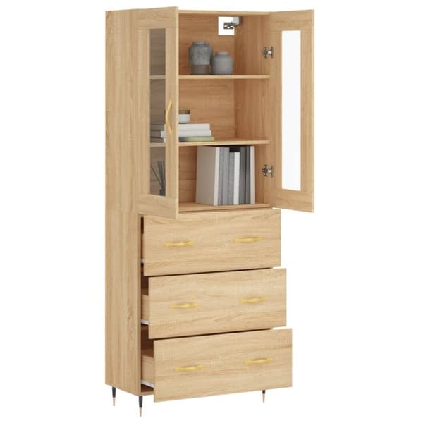 vidaXL højskab 69,5x34x180 cm konstrueret træ sonoma-eg