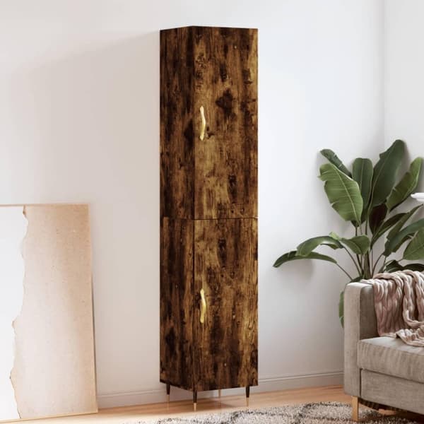 vidaXL skab 34,5x34x180 cm konstrueret træ røget egetræ