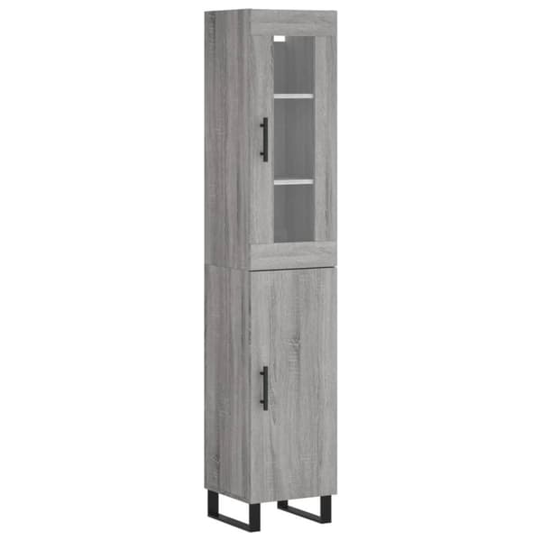 vidaXL højskab 34,5x34x180 cm konstrueret træ grå sonoma-eg