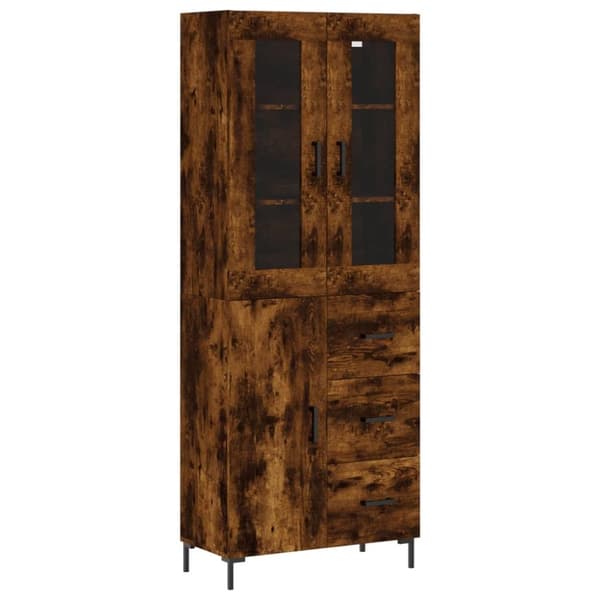 vidaXL højskab 69,5x34x180 cm konstrueret træ røget egetræsfarve