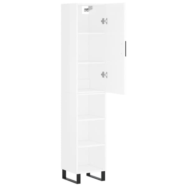 vidaXL Highboard høyglans hvit 34,5x34x180 cm konstruert tre