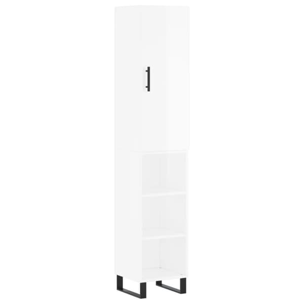 vidaXL Highboard høyglans hvit 34,5x34x180 cm konstruert tre