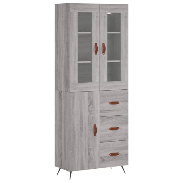 vidaXL Highboard grå sonoma 69,5x34x180 cm konstruert tre