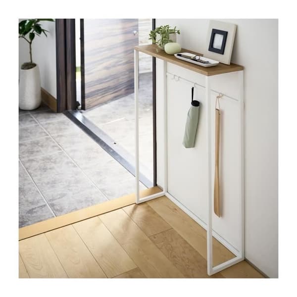 Entrékonsol i metall och trä - CALICOSY - L60 cm - Låda(r) - Vit