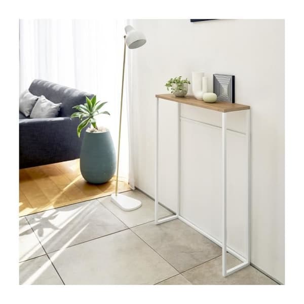 Entrékonsol i metall och trä - CALICOSY - L60 cm - Låda(r) - Vit