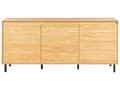 Miniatyrbillede 4 af 9: Skænk 3 døre lyst træ med sorte metalben Fritstående skab med hylder Opbevaringsenhed til hjemmet Highboard Minimalistisk