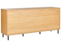 Miniatyrbillede 6 af 9: Skænk 3 døre lyst træ med sorte metalben Fritstående skab med hylder Opbevaringsenhed til hjemmet Highboard Minimalistisk