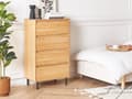 Miniatyrbillede 2 af 10: Kommode lyst træ sorte metalben 60 x 40 x 104 cm skab med 4 skuffer til stuen entreen linnedskab til soveværelset minimalistisk stil
