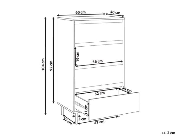 Kommode Lyst tre Svarte metallben 60 x 40 x 104 cm 4 skuffer Oppbevaring Minimalistisk Moderne