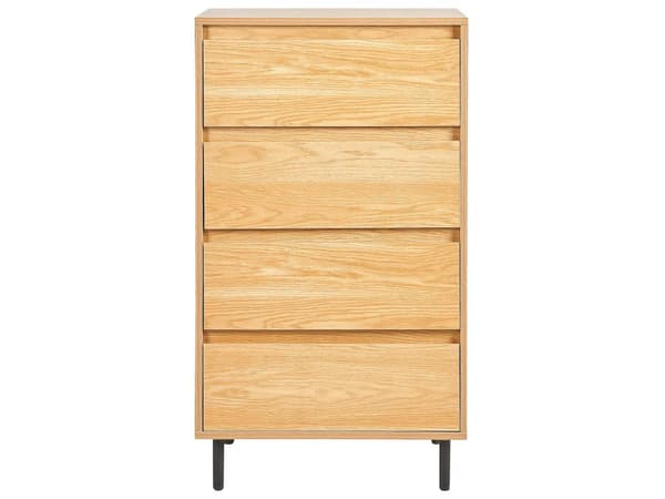 Kommode Lyst tre Svarte metallben 60 x 40 x 104 cm 4 skuffer Oppbevaring Minimalistisk Moderne