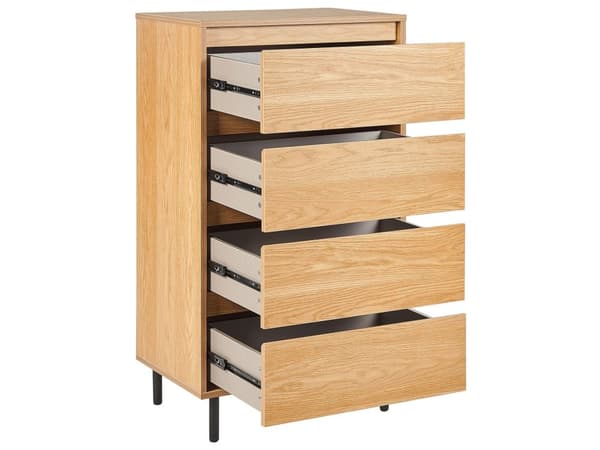 Kommode Lyst tre Svarte metallben 60 x 40 x 104 cm 4 skuffer Oppbevaring Minimalistisk Moderne