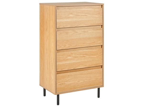 Kommode Lyst tre Svarte metallben 60 x 40 x 104 cm 4 skuffer Oppbevaring Minimalistisk Moderne