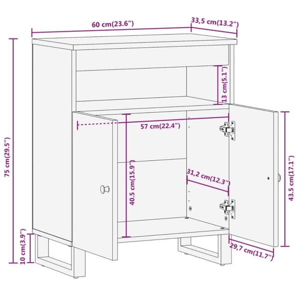 vidaXL TV-benk brun og svart 60x33,5x75 cm heltre mango