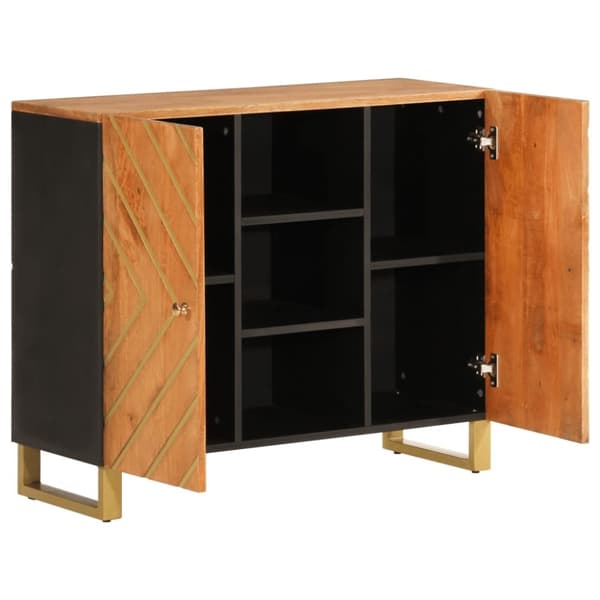 vidaXL skænk 90x33,5x75 cm massivt mangotræ brun og sort