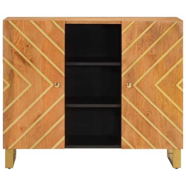 vidaXL skænk 90x33,5x75 cm massivt mangotræ brun og sort