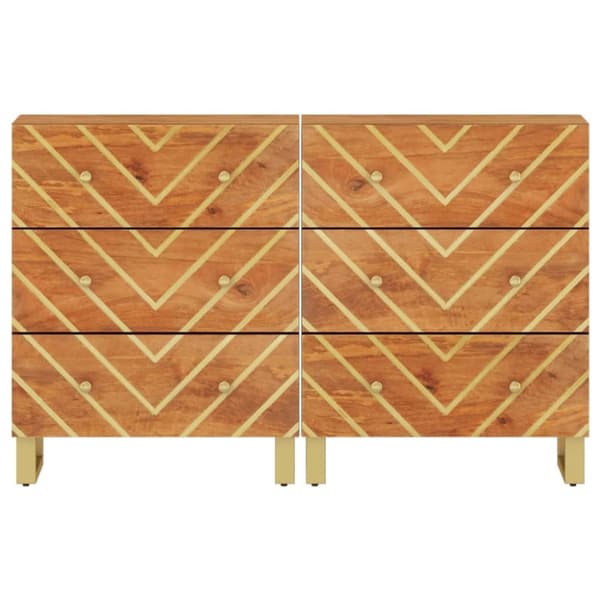 vidaXL Sivukaapit 2 kpl ruskea ja musta 60x33,5x75 cm täysi mangopuu