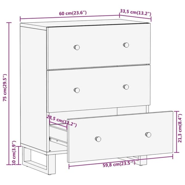 vidaXL Sivukaapit 2 kpl ruskea ja musta 60x33,5x75 cm täysi mangopuu