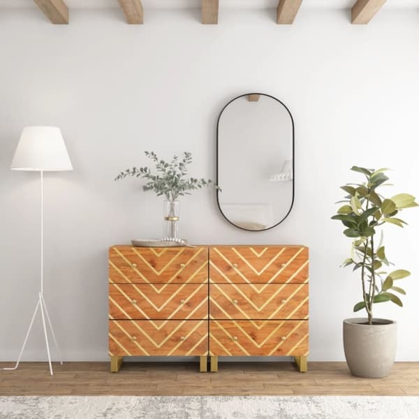 vidaXL Sivukaapit 2 kpl ruskea ja musta 60x33,5x75 cm täysi mangopuu