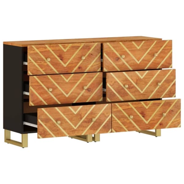 vidaXL Sivukaapit 2 kpl ruskea ja musta 60x33,5x75 cm täysi mangopuu