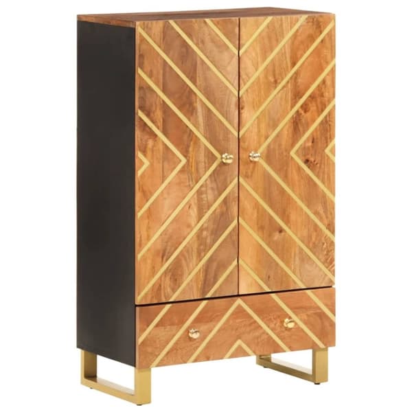 vidaXL skab 60x33,5x100 cm massivt mangotræ brun og sort