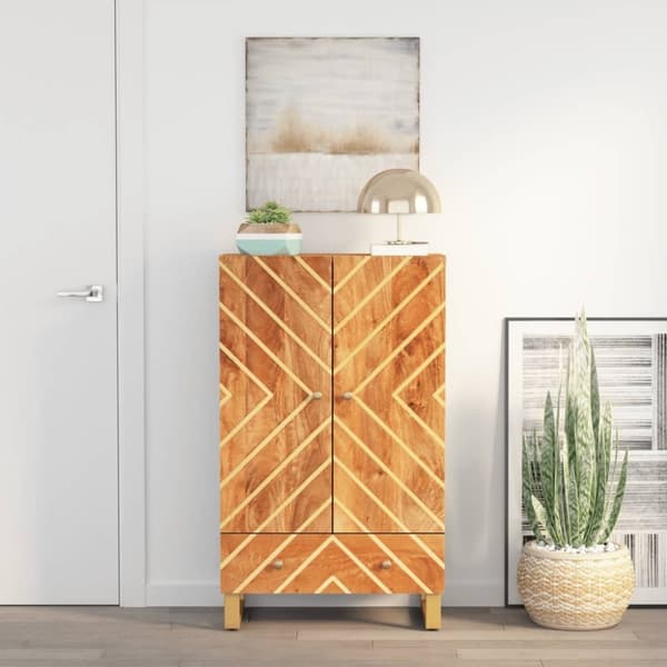 vidaXL skab 60x33,5x100 cm massivt mangotræ brun og sort