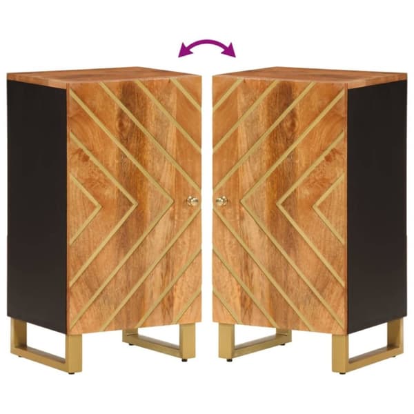 vidaXL kommode 40x33,5x75 cm massivt mangotræ brun og sort