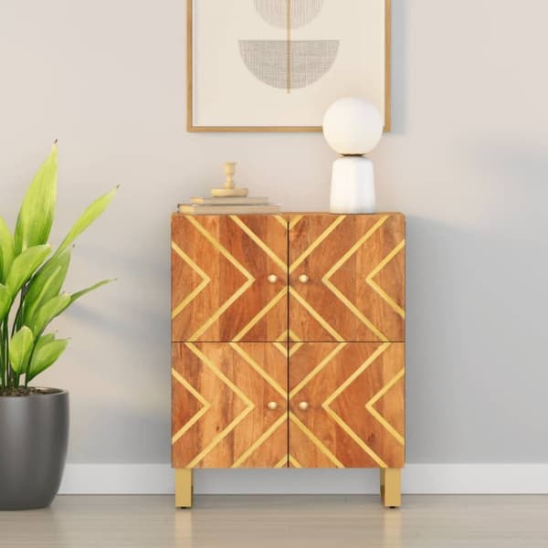 vidaXL skænk 60x33,5x75 cm massivt mangotræ brun og sort