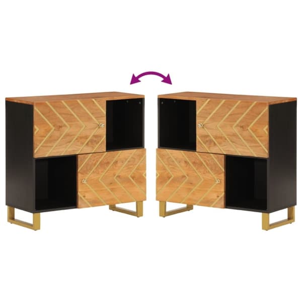 vidaXL Sivukaappi ruskea ja musta 80x33,5x75 cm täysi mangopuu