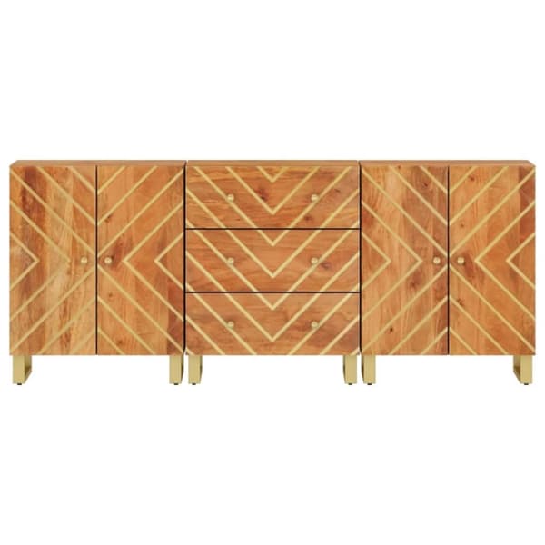 vidaXL Skänkar 3 st brun och svart 60x33,5x75 cm massivt mangoträ